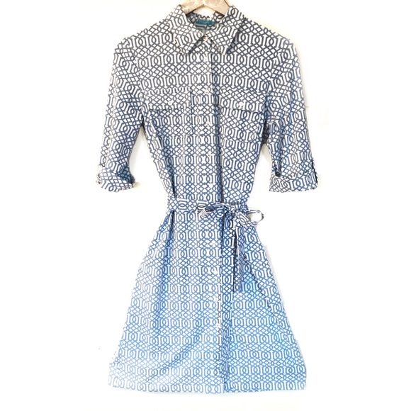 J. McLaughlin Dresses & Skirts - J. McLaughlin Shirtdress Geometric Stretch Belt